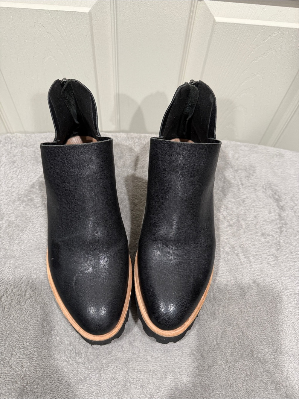 Classic Black Ankle Booties with Contrasting Sole